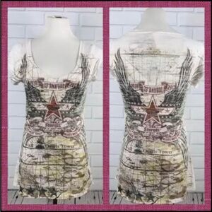 NWT Noble Wear Sturgis White Rhinestone Burnout Tee - Size XL